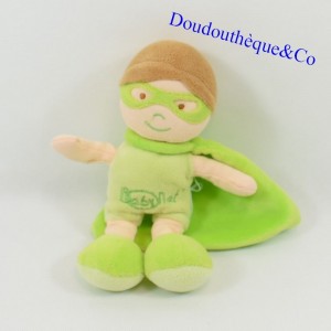 Doudou boy BABY NAT' super eroe maschera verde mantello 18 cm