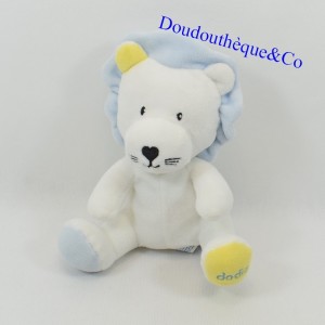 Peluche lion DODIE blanc bleu jaune pharmacie 18 cm