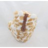 Jirafa de felpa AUCHAN beige marrón ojos blancos plásticos 21 cm