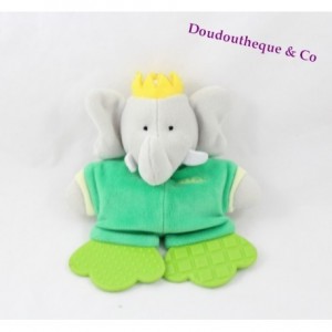 Doudou elephant Babar TIGEX teething ring with gray green legs