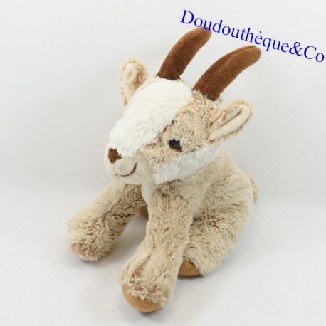 Peluche bouquetin CREATIONS DANI marron et blanc cornes 25 cm