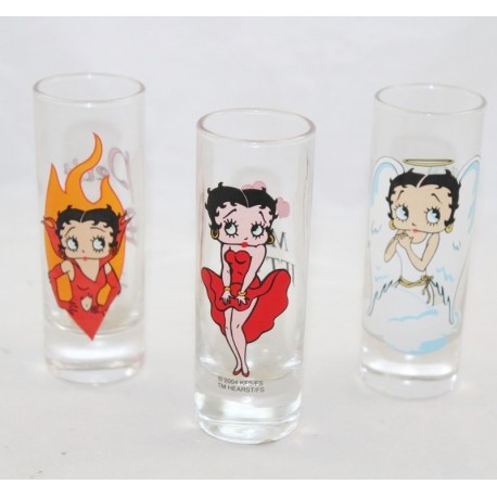 Set of 3 liquor glasses Betty Boop AVENUE OF THE STARS 2005 Little Angel Demon Jet set 11 cm