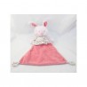Doudou flat rabbit TEX BABY flowered diamond pink bird Carrefour 32 cm