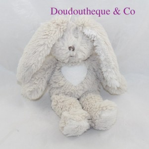 Peluche lapin TEDDYKOMPANIET beige coeur blanc