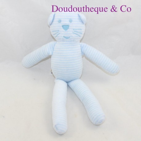 Doudou cat BOUT'CHOU Monoprix blue stripes