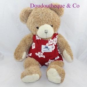 Teddy bear REVA CREATIONS Plushland floral overalls