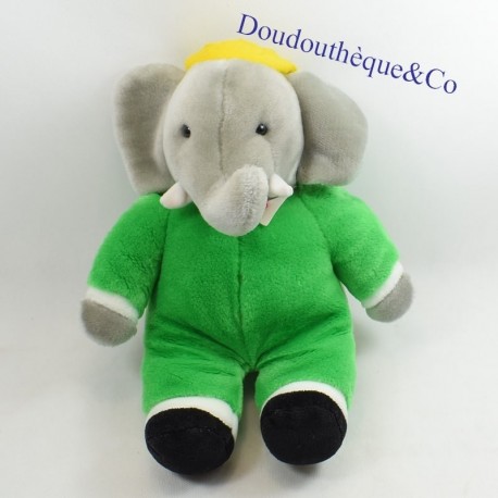 Plush elephant GUND Babar green gray bow tie red 30 cm