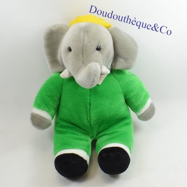 Plush elephant GUND Babar green gray 37 cm - SOS doudou