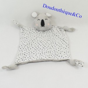 Doudou flacher Koala VERTBAUDET grau schwarze Knoten 23 cm