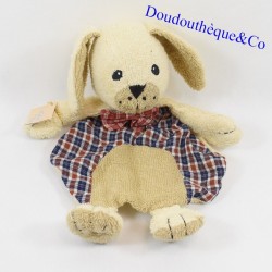 Doudou dog CP INTERNATIONAL beige checkered Malice and Bubble 29 cm