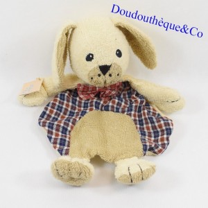 Doudou Hund CP INTERNATIONAL beige karierte Bosheit und Bubble 29 cm