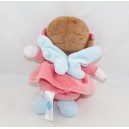 Mini poupée fée TEX BABY robe rose saumon ailes bleues Carrefour 17 cm