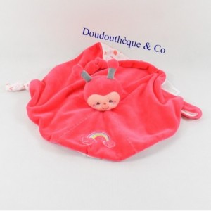 Flat cuddly toy ladybug GIPSY pink fuchsia rainbow and flowery 26 cm
