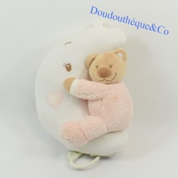 Musical plush bear NATTOU moon and pink heart 24 cm