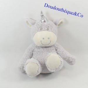 Unicornio de felpa ATMOSPHERA blanco y gris sentado 25 cm