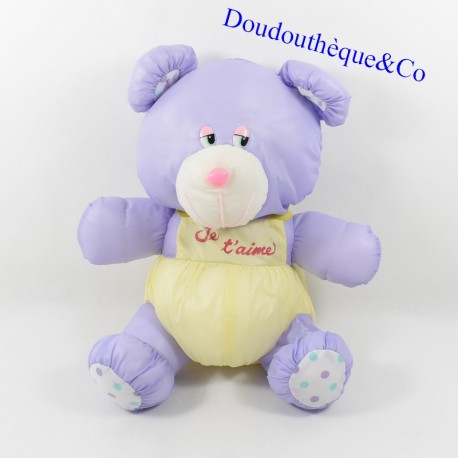 Teddybär BIKIN Puffalump Fallschirm Canvas I love you gelb lila vintage 40 cm Teddybär BIKIN Puffalump Fallschirm Canvas I love you gelb lila vintage 40 cm