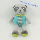 Peluche panda OBAIBI gris vert cravate rayée grelot 25 cm