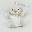 Doudou marionnette lapin RODADOU RODA gris blanc 23 cm