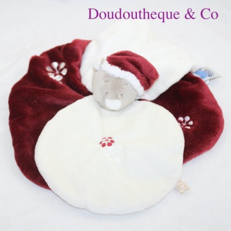 Doudou flat bear NOUKIE'S Nouky burgundy