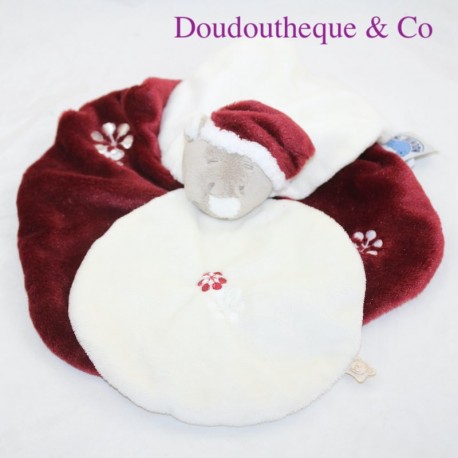 Doudou plat ours NOUKIE'S Nouky bordeaux Doudou plat ours NOUKIE'S Nouky bordeaux