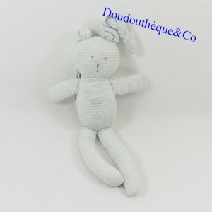Conejo de peluche SMALL BOAT azul blanco rayado Milleraies 26 cm