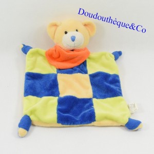 Flat blanket Bear PLAYKIDS square blue green bandana orange 30 cm