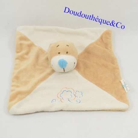 Decke Flachbär BABYLOVE beige weiß bestickte Blume 20 x 20 cm Decke Flachbär BABYLOVE beige weiß bestickte Blume 20 x 20 cm