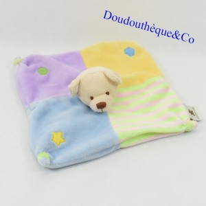 Doudou Flat bear CMP love dodo yellow and purple with knots 19 cm