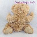 Peluche ours TRUDI beige collier rouge