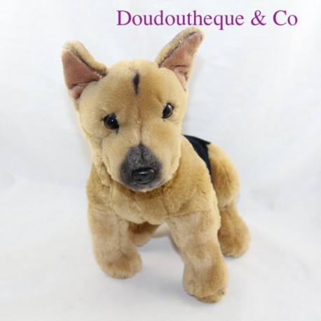 Cane peluche Pastore tedesco marrone nero seduta 28 cm SOS doudou