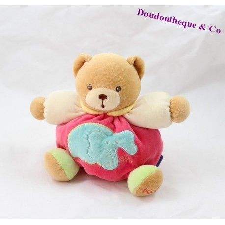 Teddy bear ball KALOO elephant pink and green 18 cm
