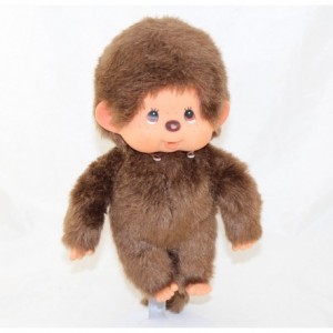 Plush junior monkey KIKI THE REAL brown eyes signed under the foot 28 cm