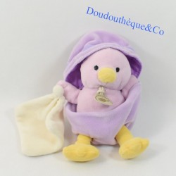 Doudou Poussin BABY NAT' handkerchief beige purple shell 18 cm