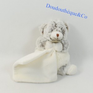 Doudou bear BABY NAT' The Flakes gray handkerchief white BN749 19 cm