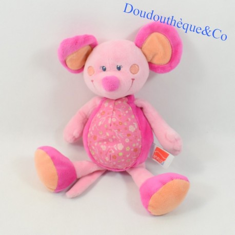 Plush Mouse INFLUX pink flowery and orange 27 cm