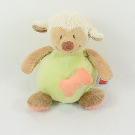 Peluche mouton INFLUX musicale vert noeud orange 19 cm