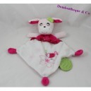 Doudou flacher Hund INFLUX rosa Vogelknoten Beißring 33 cm