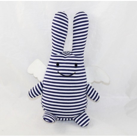 Musical plush angel rabbit TROUSSELIER sailor shirt blue and white 23 cm