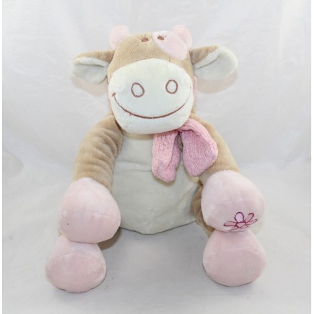 Peluche mucca NOUKIE'S Lola rosa beige sciarpa cocard 35 cm