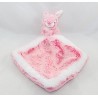 Doudou fazzoletto coniglio CREAZIONI DANI rosa bianco 28 cm