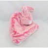 Doudou handkerchief rabbit CREATIONS DANI pink white 28 cm