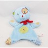 Doudou flat bear NICOTOY blue cocard scarf red pea 22 cm