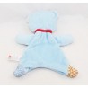 Doudou orso piatto NICOTOY sciarpa blu cocard pisello rosso 22 cm