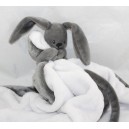 Doudou Lapin gris foncé anthracite et blanc couverture NATTOU