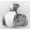Doudou couverture lapin NATTOU Lapidou gris anthracite et blanc