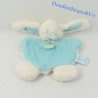 Doudou rabbit flat BABY NAT' white turquoise blue cuddle