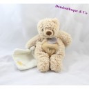 Doudou handkerchief bear BABY NAT Les Calins brown beige 22 cm