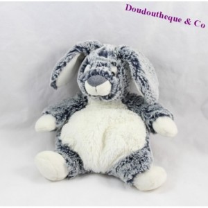 Doudou coniglio CASINO grigio bianco chiné Babyream 22 cm
