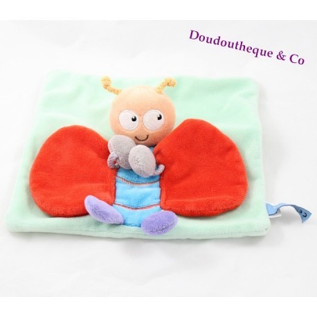 Doudou flacher Schmetterling SIMPLY CASINO grün rot 22 cm