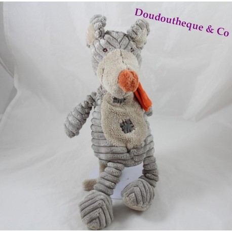 Plush mouse TEX grey ribbed scarf orange 30 cm